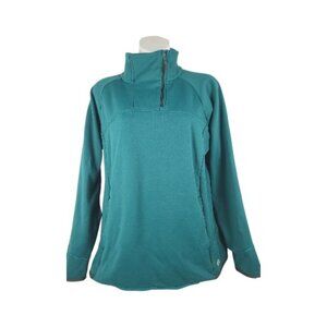 Mountain Hardwear Women's Teal Mock Neck Winter Softshell Pullover Jacket Sz L